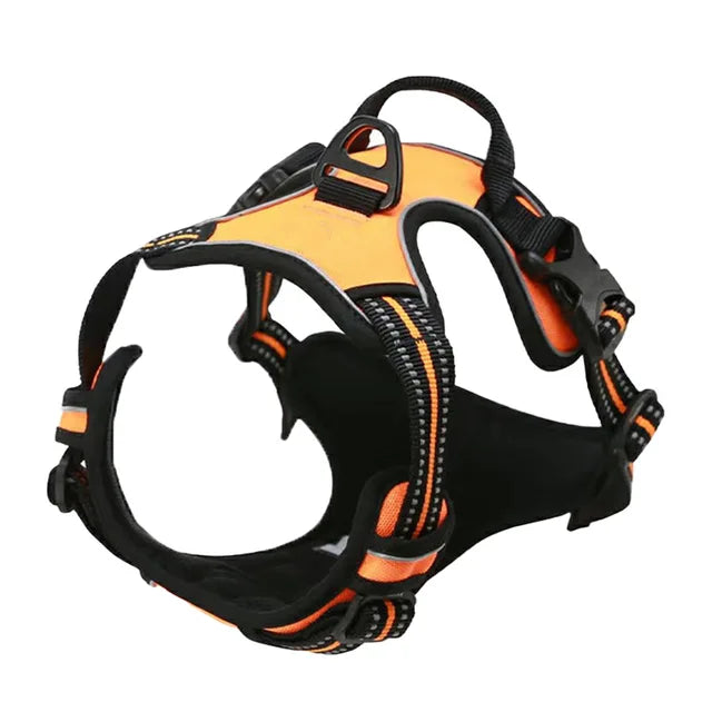 Harnais X de poitrine orange réglable pour chien et chiot