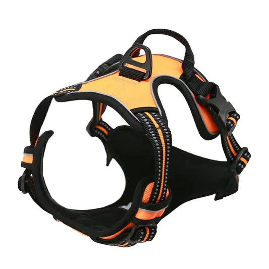 Harnais X de poitrine orange réglable pour chien et chiot