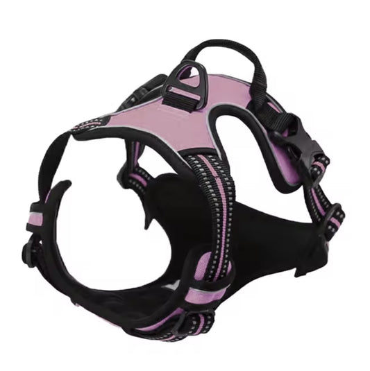 Harnais X de poitrine rose réglable pour chien et chiot