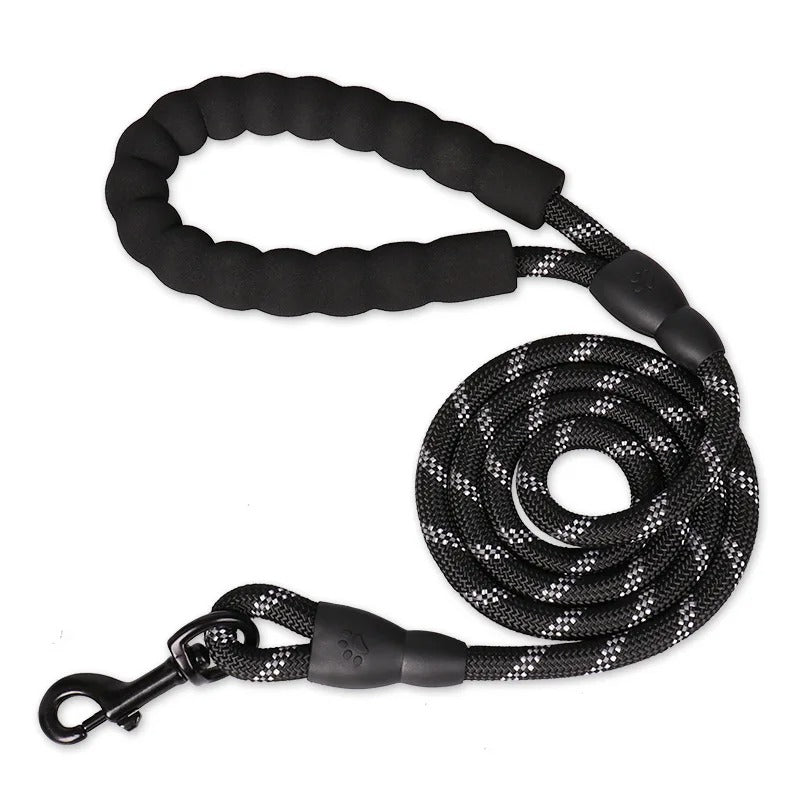 Laisse pour chien réfléchissante robuste en nylon Noir