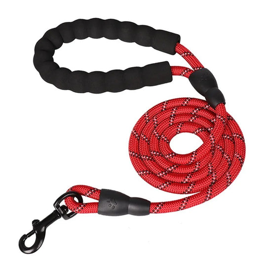 Laisse pour chien réfléchissante robuste en nylon Rouge