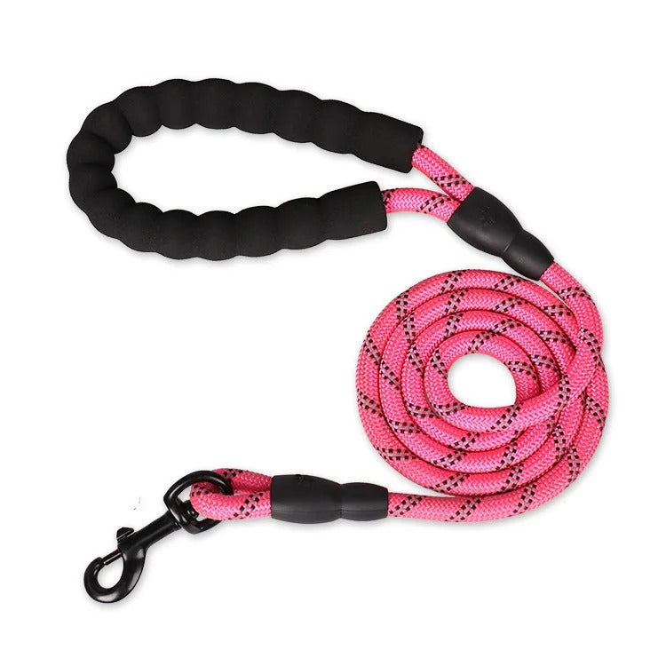 Laisse pour chien réfléchissante robuste en nylon Rose